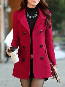 Berrylook Lapel Plain Double Breasted Flap Pocket Woolen Coat sale, online sale, leather jacket, winter jackets for women