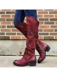 Berrylook Leather boots side zipper Martin boots warm low heel women's shoes shoppers stop, online sale,