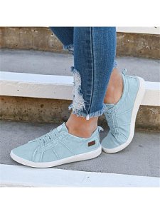 Berrylook Light Wash Flat Round Toe Casual Sneakers clothing stores, fashion store,
