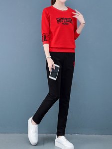 Berrylook Loose sweater two-piece fashion embroidered casual sportswear suit women online shop, clothes shopping near me,