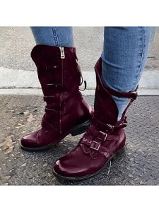 Berrylook Mid-tube low-heeled retro boots with side zipper clothes shopping near me, sale,
