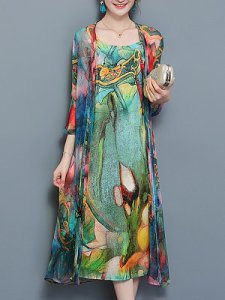 Berrylook Multi-Color Printed Side Slit Two-Piece Maxi Dress online shopping sites, shoping, lace maxi dress, long black dress