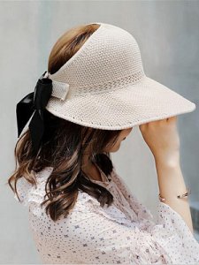 Berrylook New hat female summer woven sunscreen empty top hat bowknot Korean version of the tide travel foldable wild sun hat online, clothing stores,
