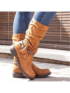 Berrylook New low-heel square heel mid-tube knight boots online shopping sites, shop,