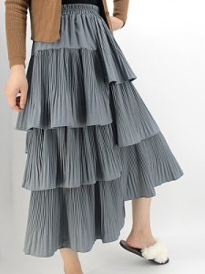 Berrylook New style high waist irregular pleated skirt for autumn and winter online sale, shoping, Solid Maxi Skirts,