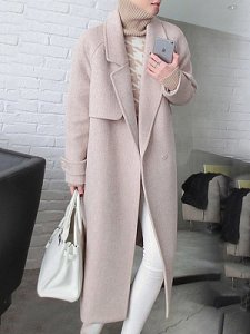 Berrylook Notch Lapel Belt Plain Coat online shop, stores and shops, warmest winter jacket, warm coats for women