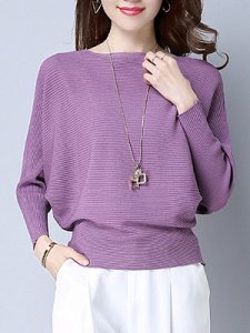 Berrylook Plain Batwing Sleeve Pullover online sale, online stores, cute sweaters, chunky sweater