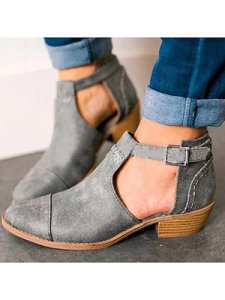 Berrylook Plain Chunky Low Heeled Velvet Round Toe Casual Outdoor Ankle Ankle Boots sale, online,