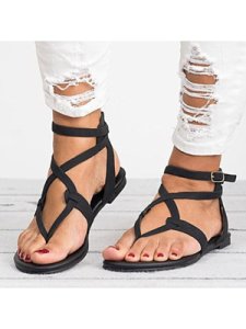 Berrylook Plain Flat Ankle Strap Peep Toe Casual Sandals sale, online shopping sites,