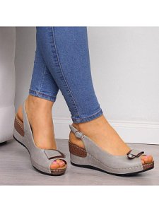 Berrylook Plain High Heeled Peep Toe Date Travel Wedge Sandals shoping, stores and shops, Plain Wedge Sandals,