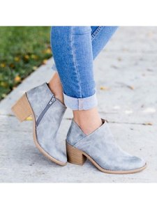 Berrylook Plain High Heeled Round Toe Outdoor Ankle Boots online stores, online sale,