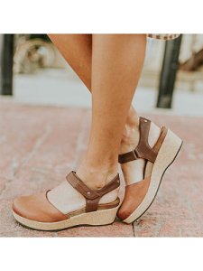 Berrylook Plain Round Toe Casual Date Travel Wedge Sandals online sale, stores and shops, Plain Wedge Sandals,