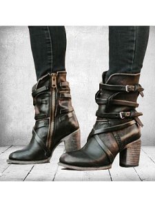 Berrylook Plain Round Toe Casual Outdoor Boots clothing stores, online stores,