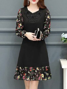 Berrylook Printed Long-Sleeved Midi Dress sale, clothes shopping near me, shift dress pattern, below the knee dresses