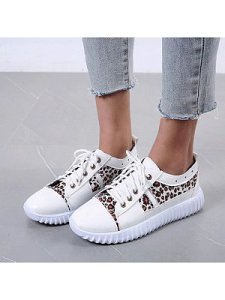 Berrylook Punch lace-up PU flat white shoes online shop, fashion store,