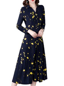 Berrylook Retro Waist Long Print Dress online shop, shoppers stop, long red dress, floral maxi dress