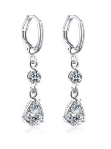 Berrylook Rhinestoned Faux Crystal Oval Drop Earrings online shop, clothing stores,