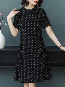 Berrylook Round Neck Chiffon Short Sleeve A-line Loose Maxi Dress clothing stores, online sale, linen dress, shirt dress