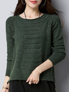 Berrylook Round Neck Cute Plain Long Sleeve Knit Pullover clothing stores, fashion store, knit cardigan, v neck sweater