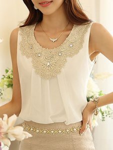 Berrylook Round Neck Diamante Lace Blouses stores and shops, clothing stores, silk blouse, dressy tops