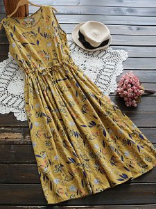Berrylook Round Neck Drawstring Floral Printed Maxi Dress online sale, online shopping sites, Fitted Maxi Dresses, petite dresses, maxi dresses with sleeves
