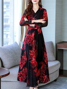 Berrylook Round Neck Floral Printed Maxi Dress clothing stores, clothes shopping near me, empire waist dress, petite dresses
