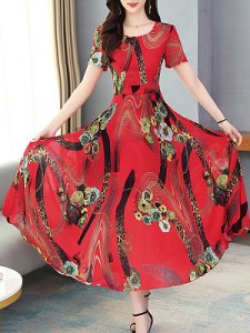 Berrylook Round Neck Floral Printed Maxi Dress online sale, shoppers stop, empire waist dress, halter dress