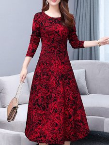 Berrylook Round Neck Floral Printed Maxi Dress online stores, online sale, Long Maxi Dresses, black maxi dress, empire waist dress