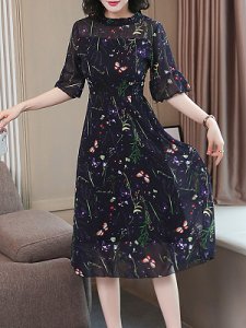 Berrylook Round Neck Floral Printed Maxi Dress stores and shops, shoppers stop, tea dress, halter dress