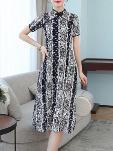 Berrylook Round Neck Floral Printed Shift Dress online, shoping, long red dress, womens linen dresses