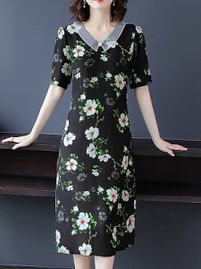 Berrylook Round Neck Floral Printed Shift Dress shop, online sale, sheath dress, a line dress