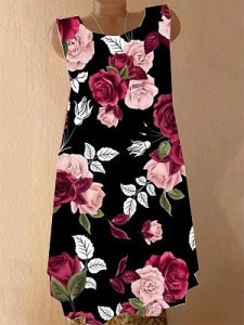 Berrylook Round Neck Floral Printed Shift Dress shoppers stop, online shop, floral shift dress, long sleeve dress