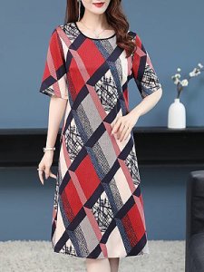 Berrylook Round Neck Floral Printed Shift Dress stores and shops, fashion store, tea dress, petite dresses