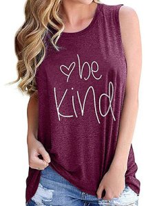 Berrylook Round Neck Letters Print Sleeveless T-shirt sale, clothes shopping near me,