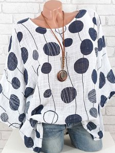 Berrylook Round Neck Loose Fitting Polka Dot Blouses shop, online shop, cute tops, summer tops