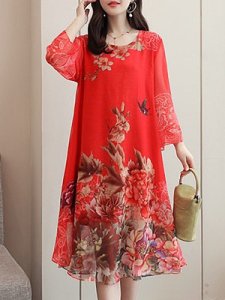 Berrylook Round Neck Loose Long Sleeve dress shoping, stores and shops, a line dress, womens linen dresses