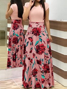 Berrylook Round Neck Patch Pocket Floral Printed Maxi Dress stores and shops, shoping, petite dresses, dresses for juniors