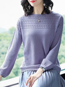Berrylook Round Neck Patchwork Elegant Plain Long Sleeve Knit Pullover online shopping sites, fashion store, v neck sweater, cardigan