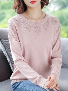 Berrylook Round Neck Patchwork Elegant Plain Long Sleeve Knit Pullover stores and shops, online sale, long cardigans for women, cardigans for women