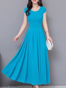 Berrylook Round Neck Plain Maxi Dress online shopping sites, shop, Empire Maxi Dresses, shirt dress, long sleeve dress