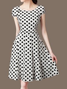 Berrylook Round Neck Polka Dot Skater Dress shoppers stop, clothes shopping near me, Flared Skater Dresses, long sleeve fit and flare dress, skater dress