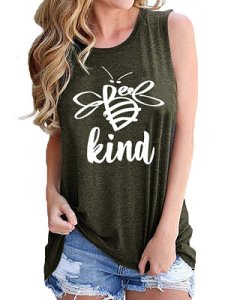 Berrylook Round Neck Print Sleeveless T-shirt sale, online,