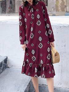 Berrylook Round Neck Print Straight Dress clothes shopping near me, stores and shops, short sleeve shift dress, sleeveless shift dress