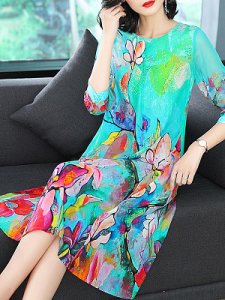 Berrylook Round Neck Printed Maxi Dress online stores, online shop, floral maxi dress, long formal dresses