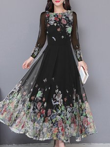 Berrylook Round Neck Printed Maxi Dress shop, online shopping sites, Empire Maxi Dresses, sweater dress, long white dress