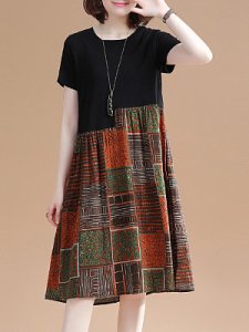 Berrylook Round Neck Printed Shift Dress sale, online shop, printing Shift Dresses, halter dress, black sequin dress
