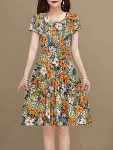 Berrylook Round Neck Printed Shift Dress stores and shops, shoping, sheath dress, black sequin dress