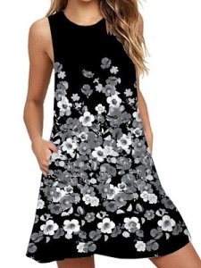 Berrylook Round Neck Printed Shift Dress stores and shops, shoppers stop, printing Shift Dresses, halter dress, a line dress