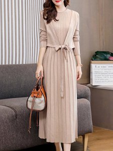 Berrylook Round Neck Solid Color Straight Dress online sale, clothes shopping near me, red skater dress, dresses for juniors