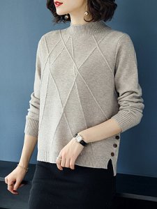 Berrylook Short High Collar Brief Plain Long Sleeve Knit Pullover clothing stores, stores and shops, long cardigan sweater, cropped sweater